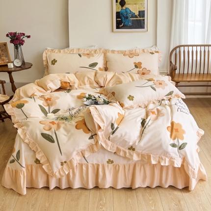 91家纺网 家纺一手货源 找家纺 （总）爱妮玖玖 2023新款全棉春夏花边床单四件套-春暖系列