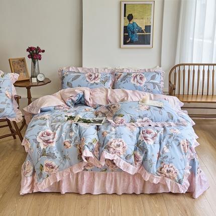 91家纺网 家纺一手货源 找家纺 （总）爱妮玖玖 2023新款全棉春夏花边床单四件套-春暖系列