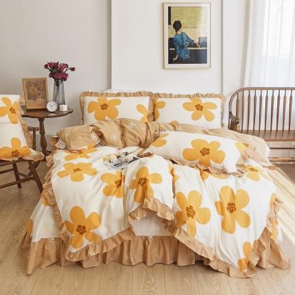 91家纺网 家纺一手货源 找家纺 （总）爱妮玖玖 2023新款全棉春夏花边床单四件套-春暖系列