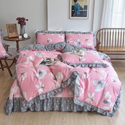 91家纺网 家纺一手货源 找家纺 （总）爱妮玖玖 2023新款全棉春夏花边床单四件套-春暖系列