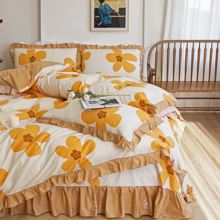 91家纺网 家纺一手货源 找家纺 （总）爱妮玖玖 2023新款全棉春夏花边床单四件套-春暖系列