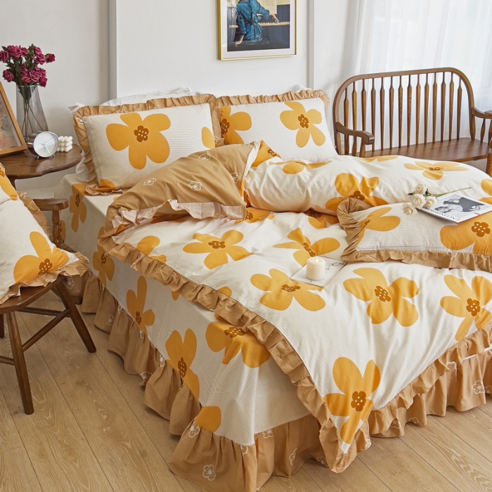 91家纺网 家纺一手货源 找家纺 （总）爱妮玖玖 2023新款全棉春夏花边床单四件套-春暖系列