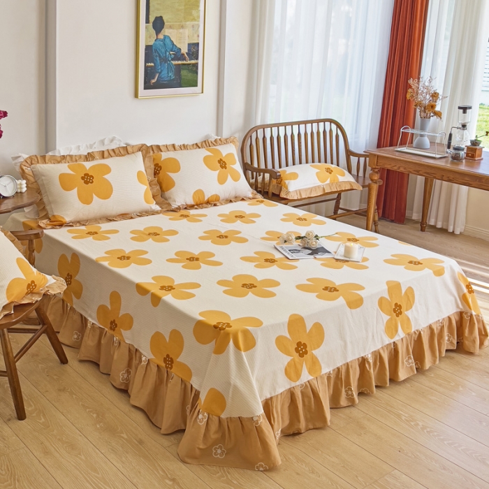 91家纺网 家纺一手货源 找家纺 （总）爱妮玖玖 2023新款全棉春夏花边床单四件套-春暖系列