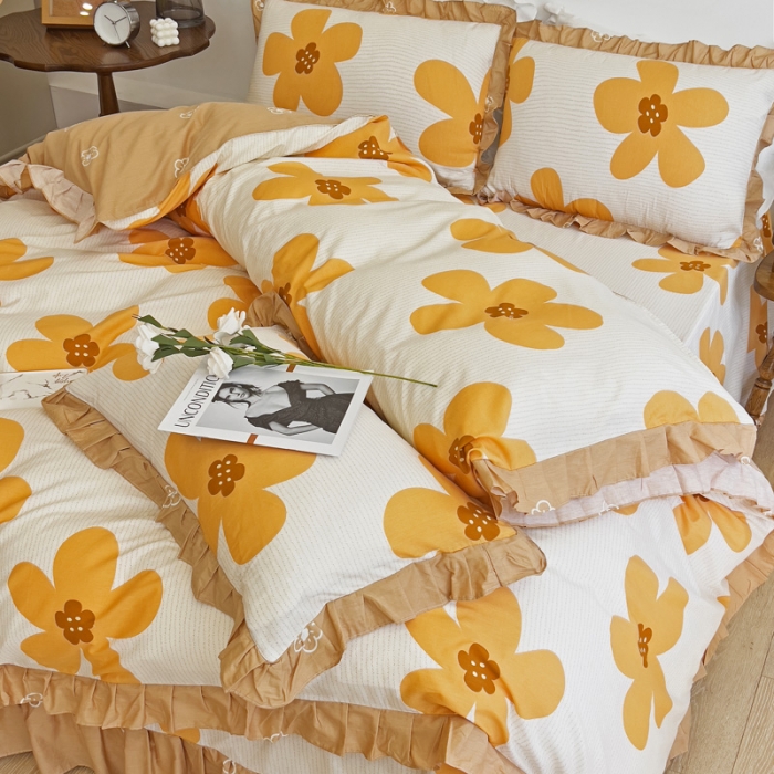 91家纺网 家纺一手货源 找家纺 （总）爱妮玖玖 2023新款全棉春夏花边床单四件套-春暖系列