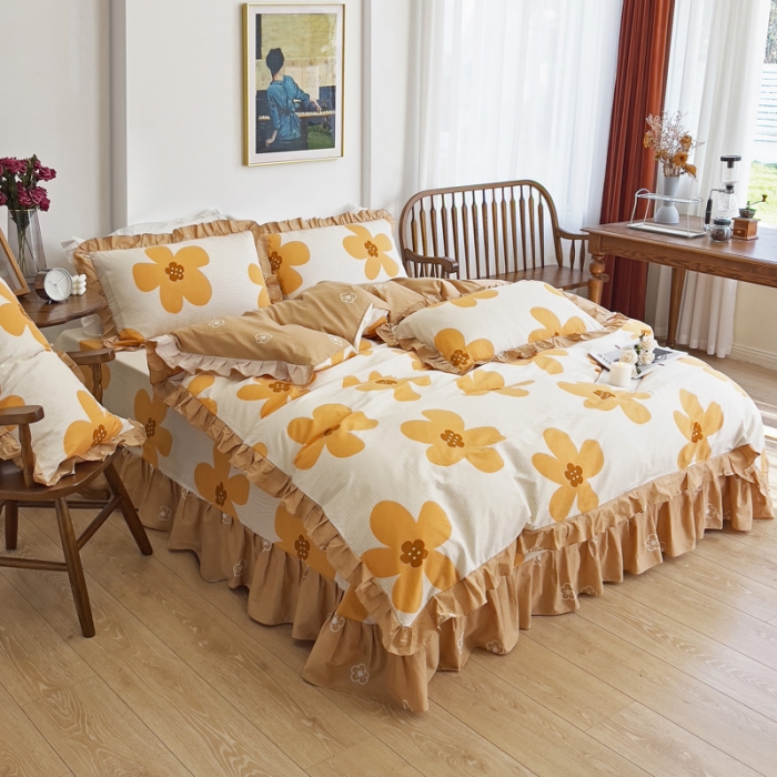 91家纺网 家纺一手货源 找家纺 （总）爱妮玖玖 2023新款全棉春夏花边床单四件套-春暖系列