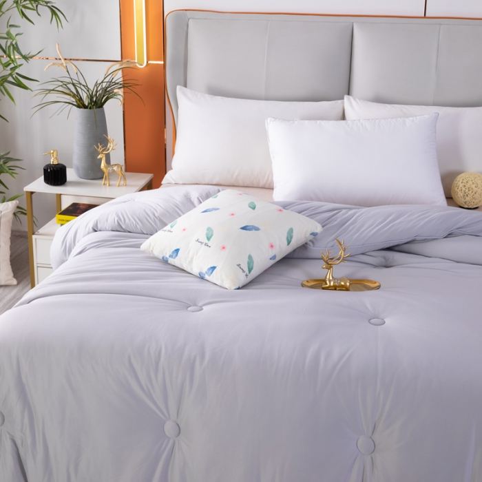 91家纺网 家纺一手货源 找家纺 天瑜家纺新款A类牛奶丝针织棉暖糯冬被春秋被被芯被子 灰色