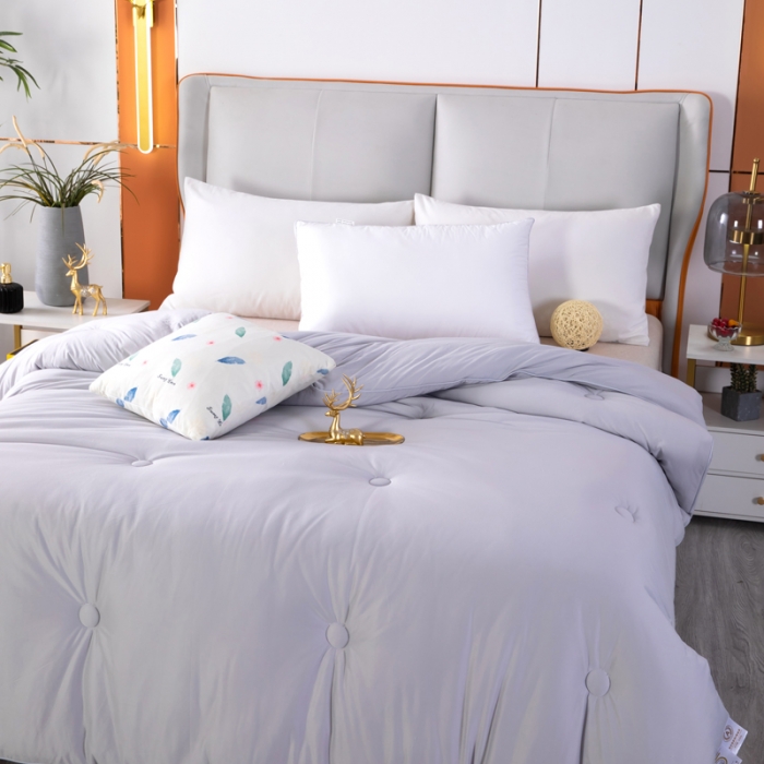 91家纺网 家纺一手货源 找家纺 天瑜家纺新款A类牛奶丝针织棉暖糯冬被春秋被被芯被子 灰色