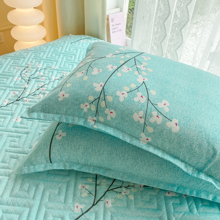 91家纺网 家纺一手货源 找家纺 米柳 2024新款亲肤夹棉印花床笠 风花雪月