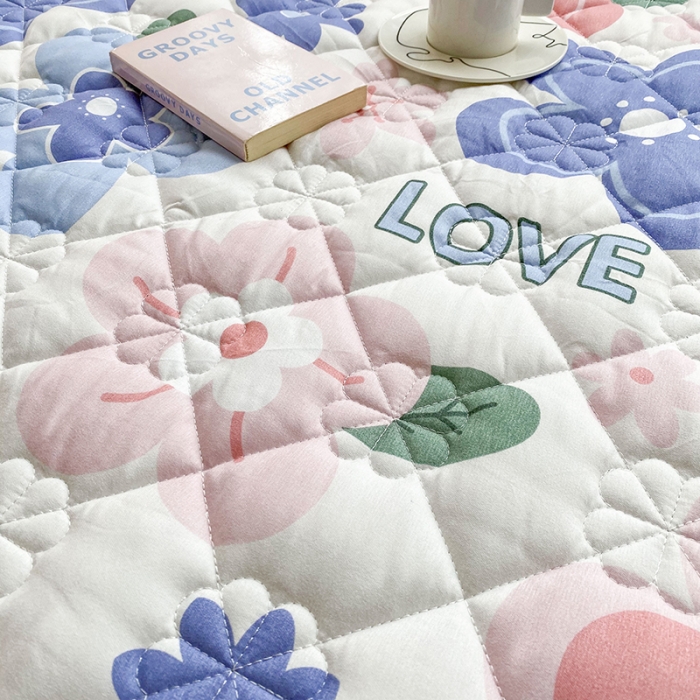 91家纺网 家纺一手货源 找家纺 米柳 2024新款亲肤夹棉印花床笠 花蕾