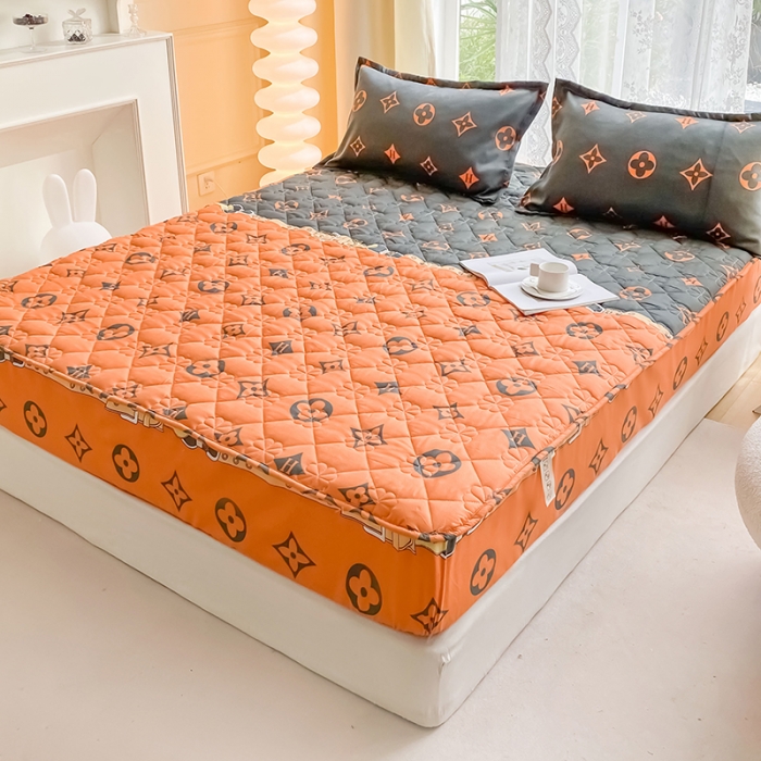 91家纺网 家纺一手货源 找家纺 米柳 2024新款亲肤夹棉印花床笠 凯瑞拉