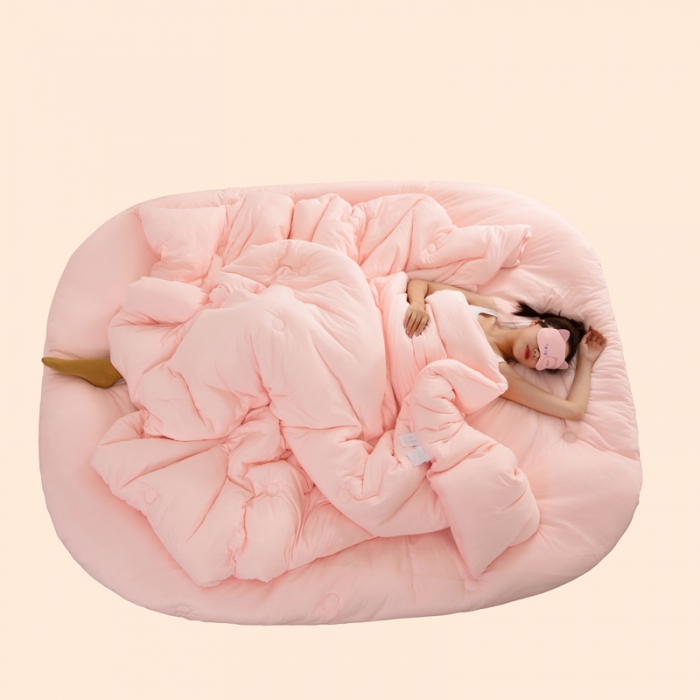 91家纺网 家纺一手货源 找家纺 天瑜家纺新款A类牛奶丝针织棉暖糯冬被春秋被被芯被子 粉色