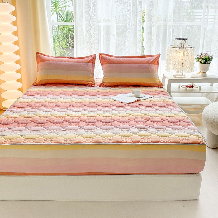 91家纺网 家纺一手货源 找家纺 米柳 2024新款亲肤夹棉印花床笠 美思诺