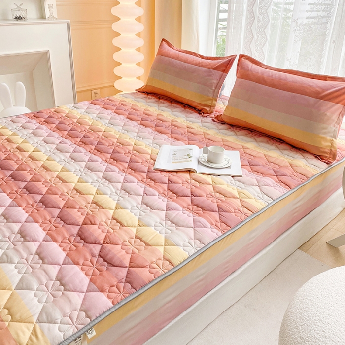 91家纺网 家纺一手货源 找家纺 米柳 2024新款亲肤夹棉印花床笠 美思诺