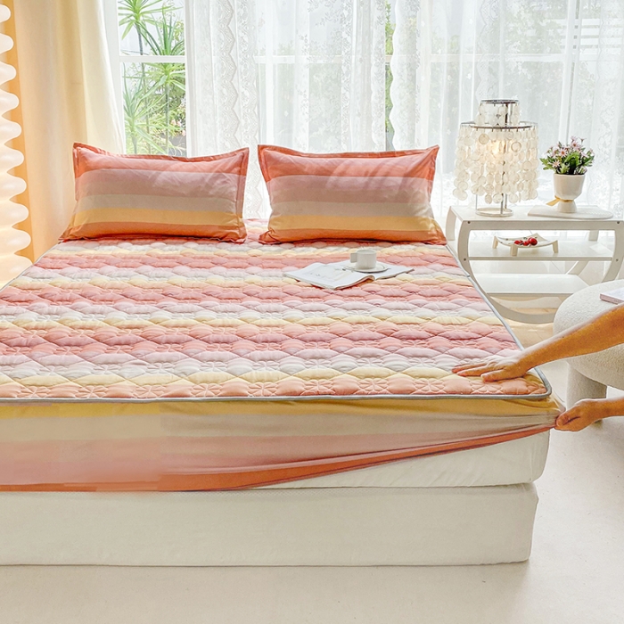 91家纺网 家纺一手货源 找家纺 米柳 2024新款亲肤夹棉印花床笠 美思诺