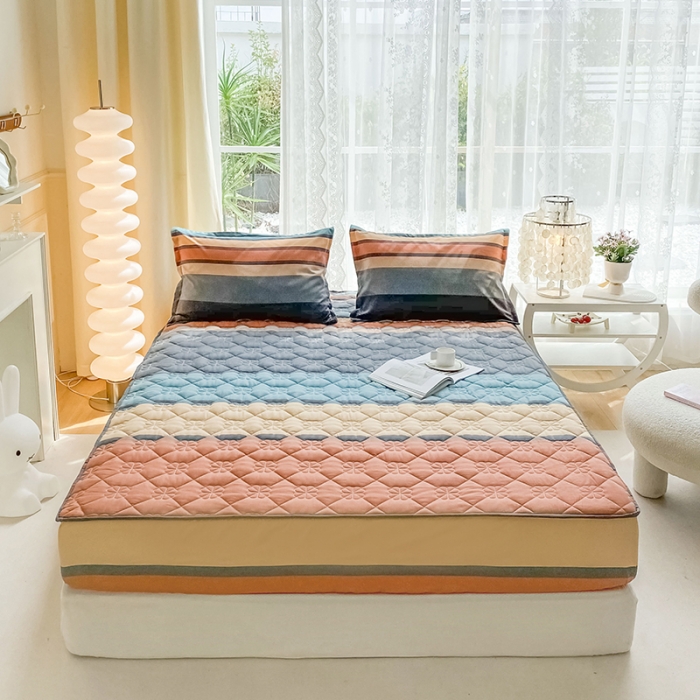 91家纺网 家纺一手货源 找家纺 米柳 2024新款亲肤夹棉印花床笠 斯诺克