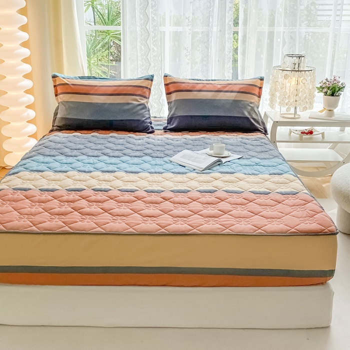 91家纺网 家纺一手货源 找家纺 米柳 2024新款亲肤夹棉印花床笠 斯诺克