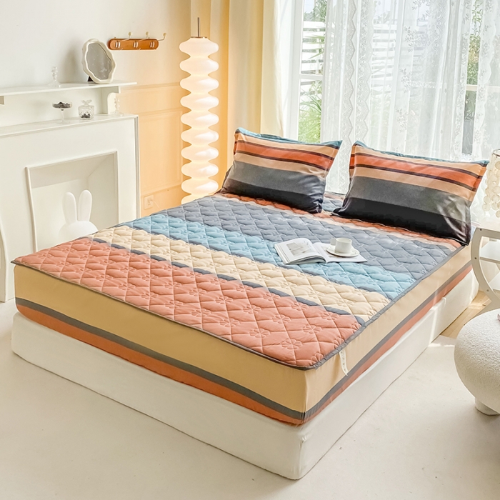 91家纺网 家纺一手货源 找家纺 米柳 2024新款亲肤夹棉印花床笠 斯诺克