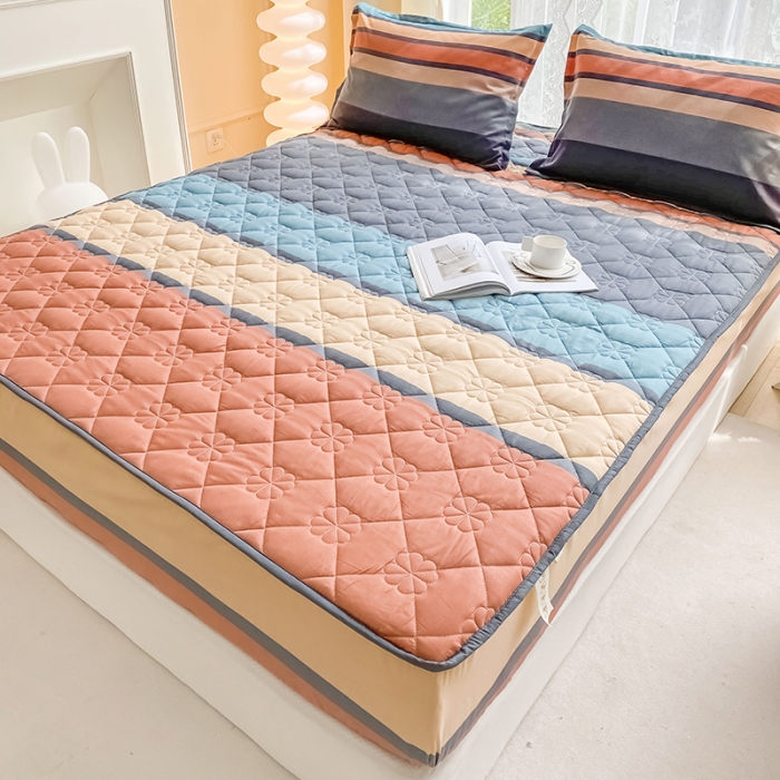 91家纺网 家纺一手货源 找家纺 米柳 2024新款亲肤夹棉印花床笠 斯诺克