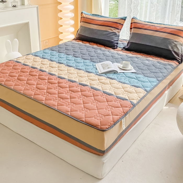 91家纺网 家纺一手货源 找家纺 米柳 2024新款亲肤夹棉印花床笠 斯诺克