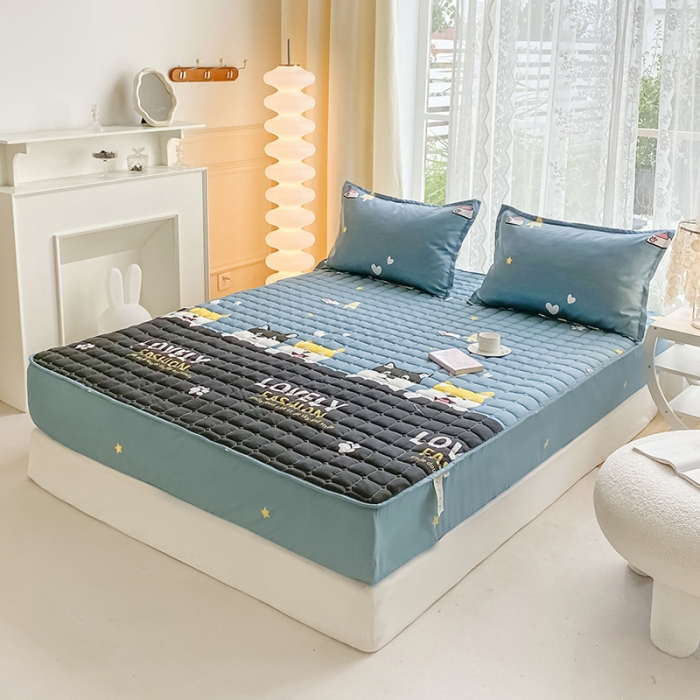 91家纺网 家纺一手货源 找家纺 米柳 2024新款亲肤夹棉印花床笠 汪汪队