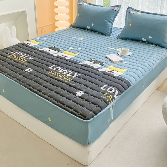 91家纺网 家纺一手货源 找家纺 米柳 2024新款亲肤夹棉印花床笠 汪汪队