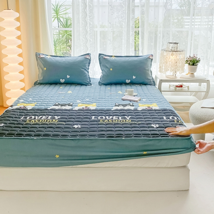 91家纺网 家纺一手货源 找家纺 米柳 2024新款亲肤夹棉印花床笠 汪汪队