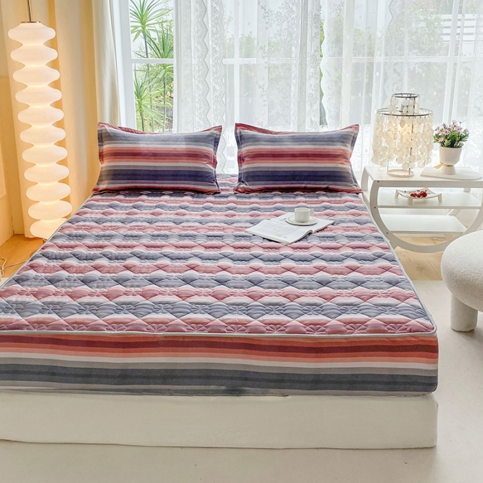 91家纺网 家纺一手货源 找家纺 米柳 2024新款亲肤夹棉印花床笠 维也纳