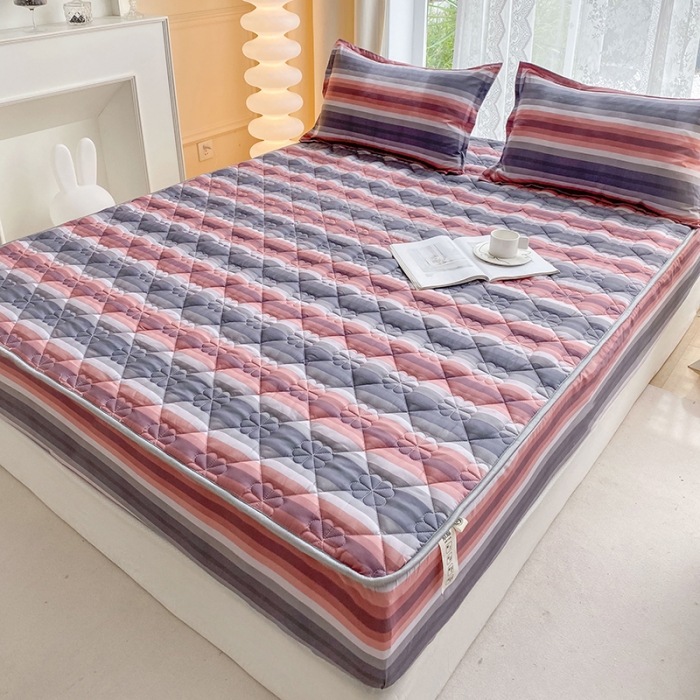 91家纺网 家纺一手货源 找家纺 米柳 2024新款亲肤夹棉印花床笠 维也纳