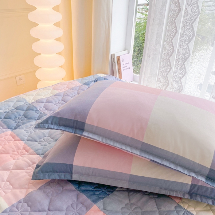 91家纺网 家纺一手货源 找家纺 米柳 2024新款亲肤夹棉印花床笠 嫣红品格