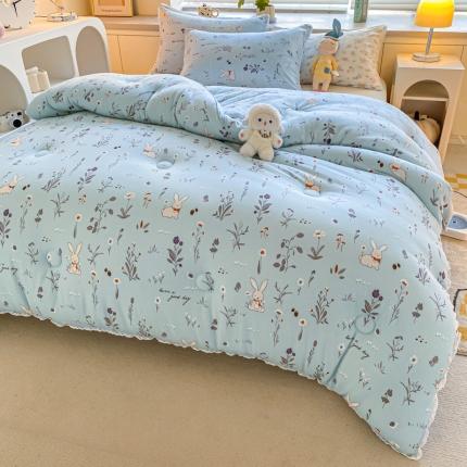 91家纺网 家纺一手货源 找家纺 (总) 帕拉美拉 2025新款母婴级针织印花韩版小花边冬被