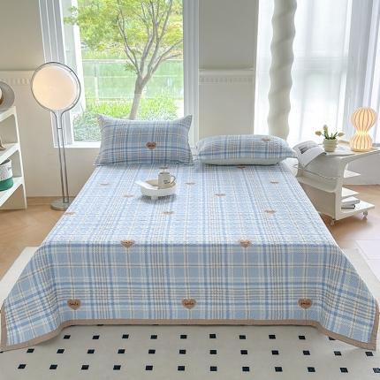 91家纺网 家纺一手货源 找家纺 总梦精灵2025新款双面全棉高温砂洗夹棉床单宽边床盖夏被盖毯