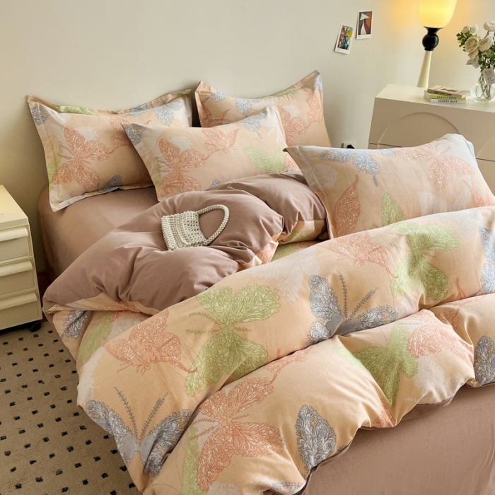 91家纺网 家纺一手货源 找家纺 慕尚 2025新款全棉磨毛印花单品被套 彩蝶纷