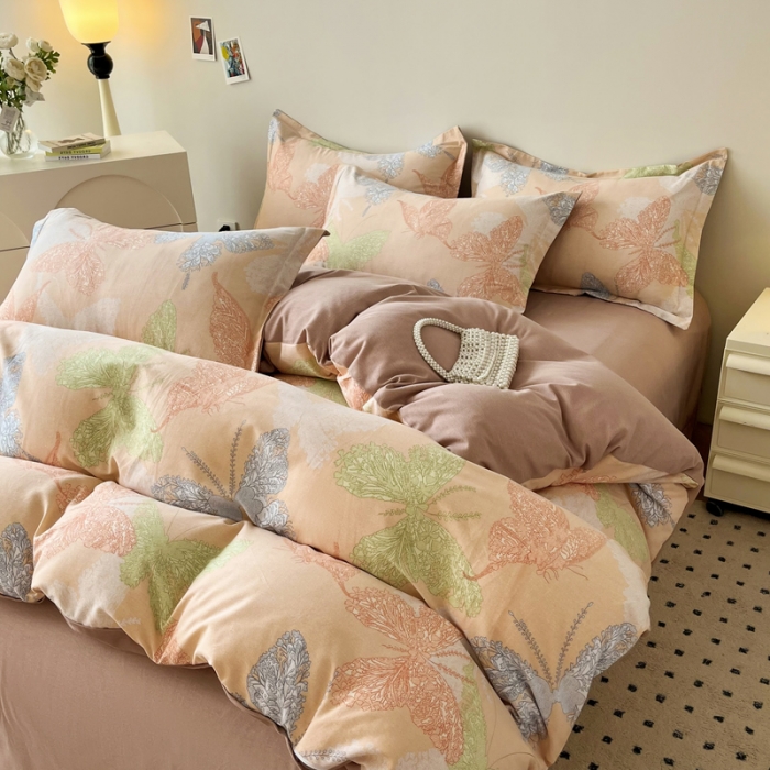 91家纺网 家纺一手货源 找家纺 慕尚 2025新款全棉磨毛印花单品被套 彩蝶纷