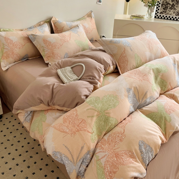 91家纺网 家纺一手货源 找家纺 慕尚 2025新款全棉磨毛印花单品被套 彩蝶纷