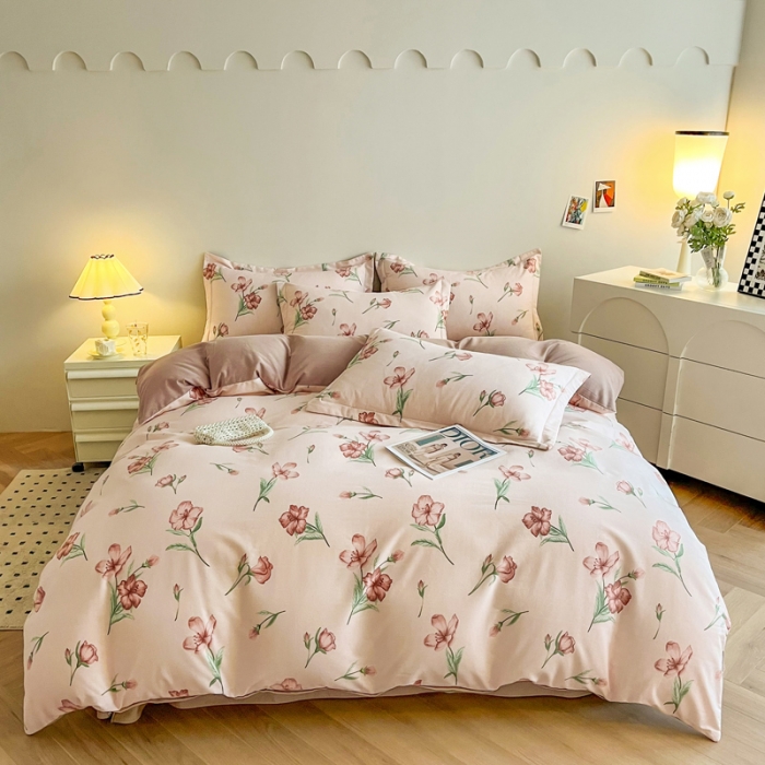 91家纺网 家纺一手货源 找家纺 慕尚 2025新款全棉磨毛印花单品被套 花茶米