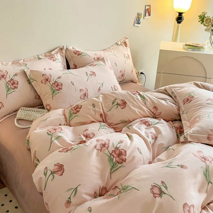 91家纺网 家纺一手货源 找家纺 慕尚 2025新款全棉磨毛印花单品被套 花茶米