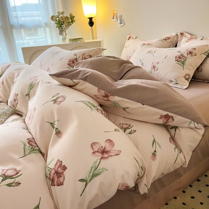 91家纺网 家纺一手货源 找家纺 慕尚 2025新款全棉磨毛印花单品被套 花茶米