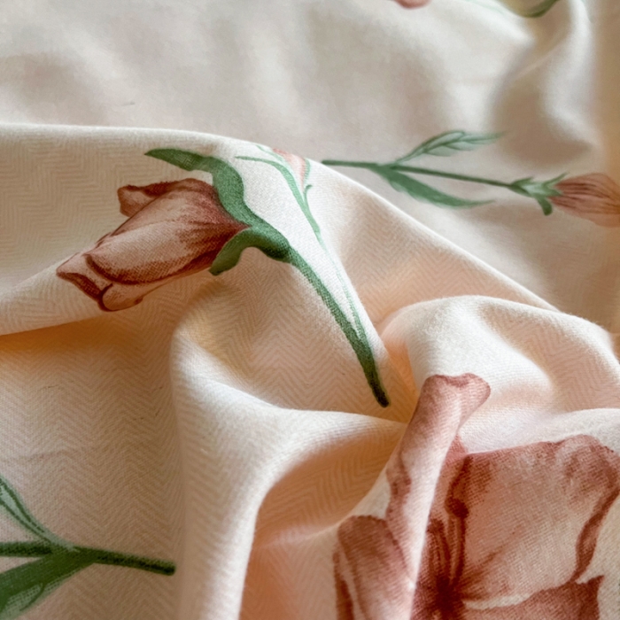 91家纺网 家纺一手货源 找家纺 慕尚 2025新款全棉磨毛印花单品被套 花茶米