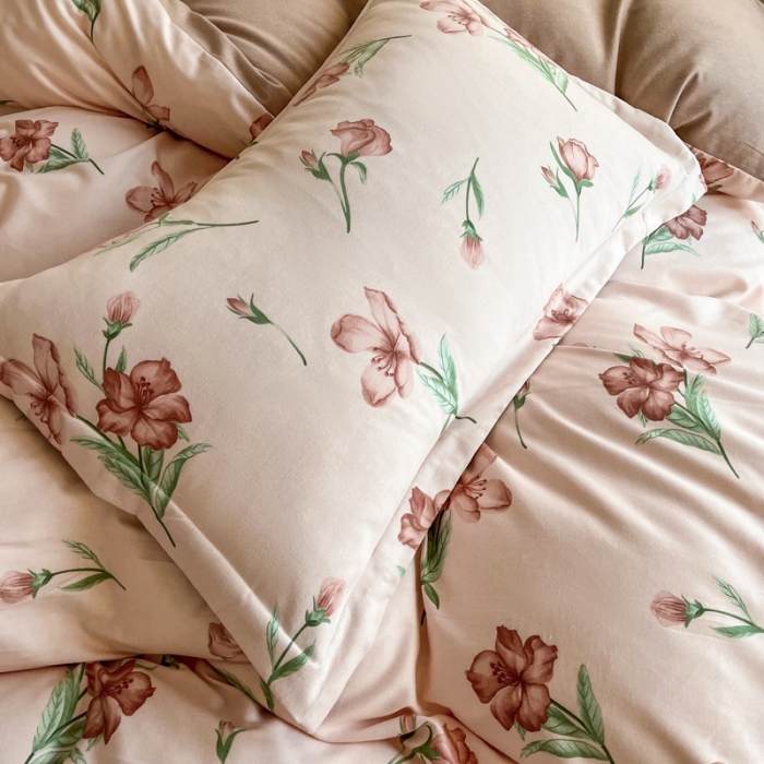 91家纺网 家纺一手货源 找家纺 慕尚 2025新款全棉磨毛印花单品被套 花茶米