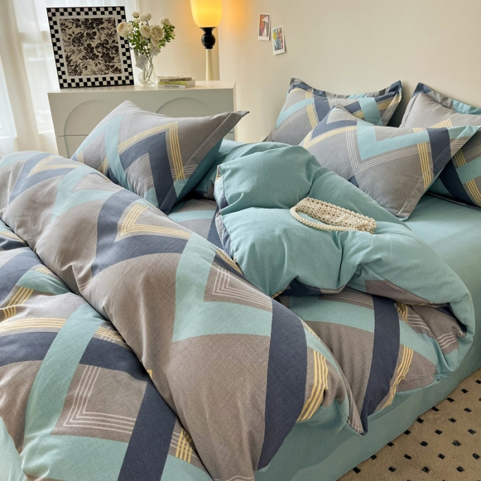 91家纺网 家纺一手货源 找家纺 慕尚 2025新款全棉磨毛印花单品被套 莱德灰