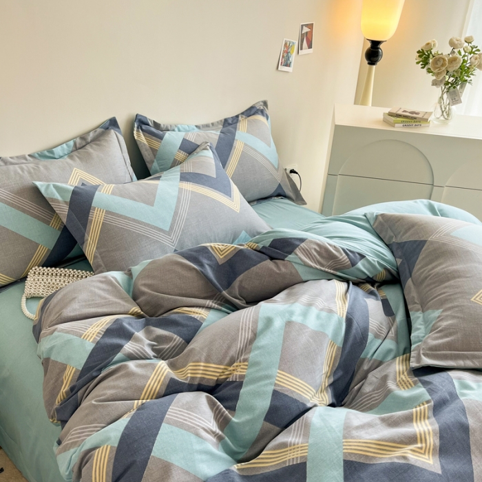 91家纺网 家纺一手货源 找家纺 慕尚 2025新款全棉磨毛印花单品被套 莱德灰