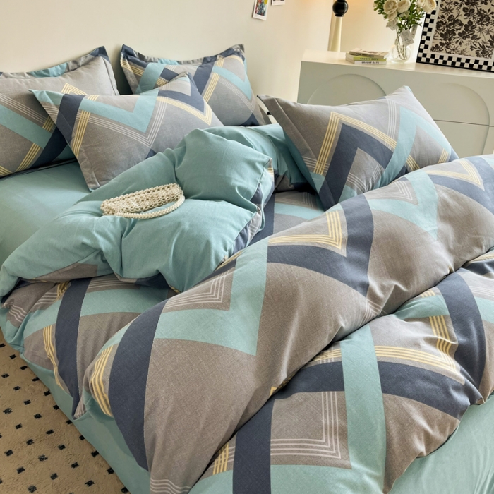 91家纺网 家纺一手货源 找家纺 慕尚 2025新款全棉磨毛印花单品被套 莱德灰