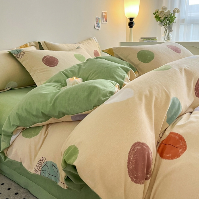 91家纺网 家纺一手货源 找家纺 慕尚 2025新款全棉磨毛印花单品被套 青春派-米