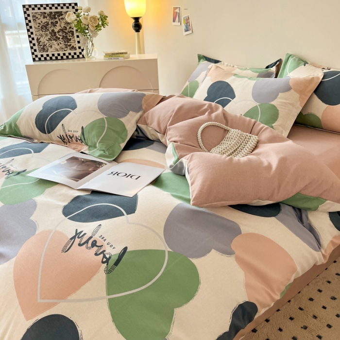 91家纺网 家纺一手货源 找家纺 慕尚 2025新款全棉磨毛印花单品被套 心悦绿