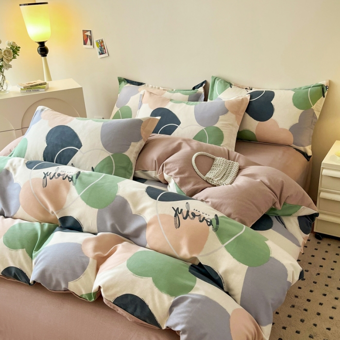 91家纺网 家纺一手货源 找家纺 慕尚 2025新款全棉磨毛印花单品被套 心悦绿