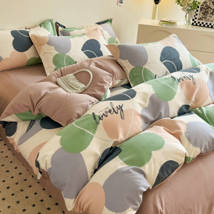 91家纺网 家纺一手货源 找家纺 慕尚 2025新款全棉磨毛印花单品被套 心悦绿