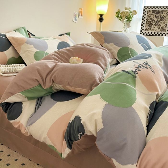 91家纺网 家纺一手货源 找家纺 慕尚 2025新款全棉磨毛印花单品被套 心悦绿