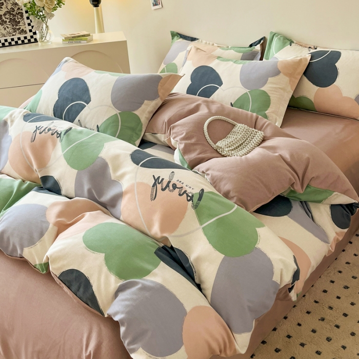 91家纺网 家纺一手货源 找家纺 慕尚 2025新款全棉磨毛印花单品被套 心悦绿