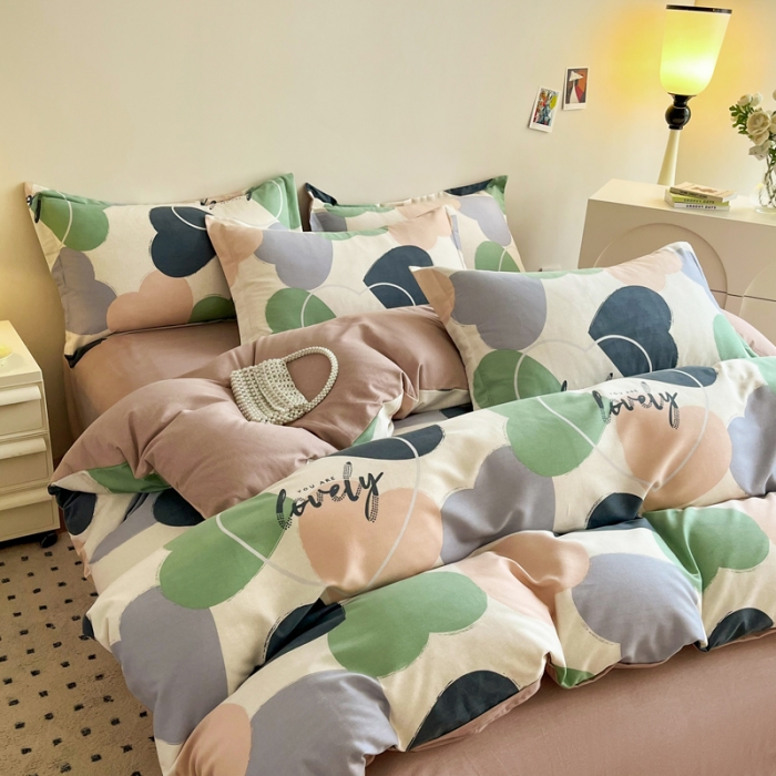 91家纺网 家纺一手货源 找家纺 慕尚 2025新款全棉磨毛印花单品被套 心悦绿