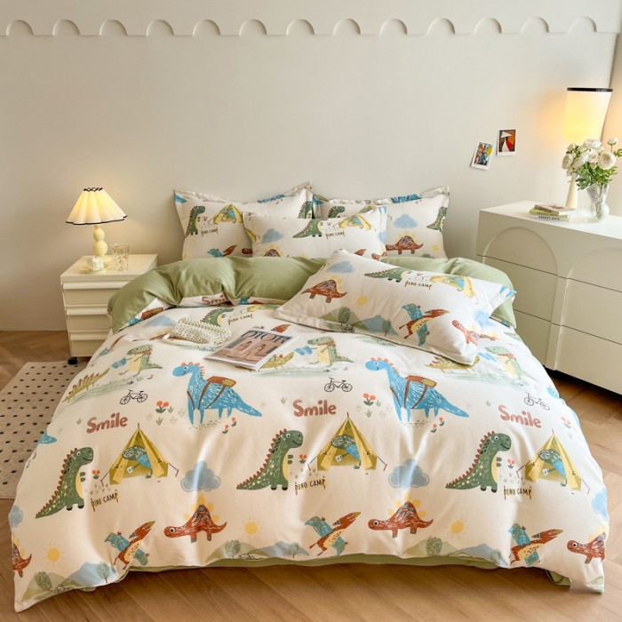 91家纺网 家纺一手货源 找家纺 慕尚 2025新款全棉磨毛印花单品被套 侏罗纪